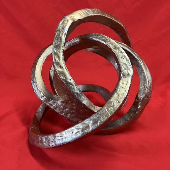 Vintage Gold Tone Metal Knot / Abstract Art / Modern Sculpture Painted / Flaw - Picture 6 of 16